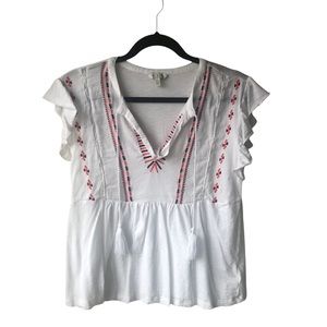 Lucky Short Sleeve Embroideried Shirt Size Small